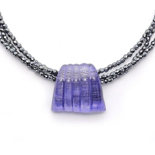 ガラスのジュエリー 漣パープル ネックレス 手作りガラス細工 FF-purple-ripple FU...