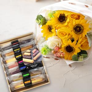 ソープフラワー スティックケーキ セット 花束 光る LED ライト付き ギフト 焼菓子 スイーツ プレゼント ラッピング ひまわり 花 父の日 US-700