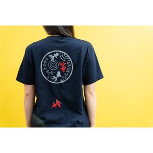 和柄Tシャツ-金魚-勝色／XLサイズ／半袖／メンズ／レディース／ユニセックス｜japanesestandard