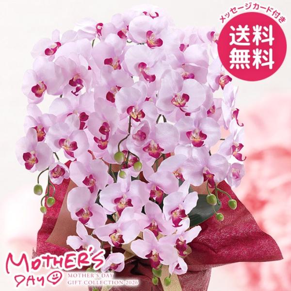 母の日 ギフト 2026 花 プレゼント アートフラワー 造花 5本立ち胡蝶蘭 ラベンダー 鉢花 花...
