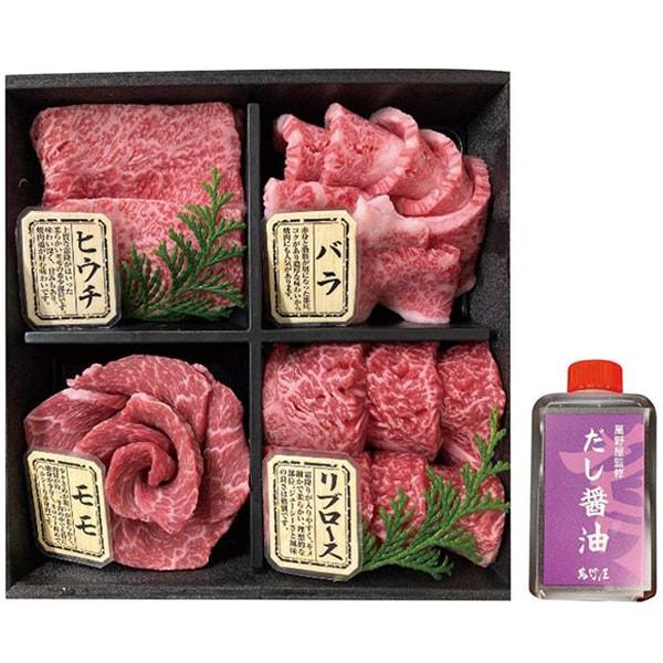 お歳暮 御歳暮 2025 牛肉 和牛 ギフト 焼き肉 4種 だし醤油 セット 黒毛和級 焼肉萬野屋 ...