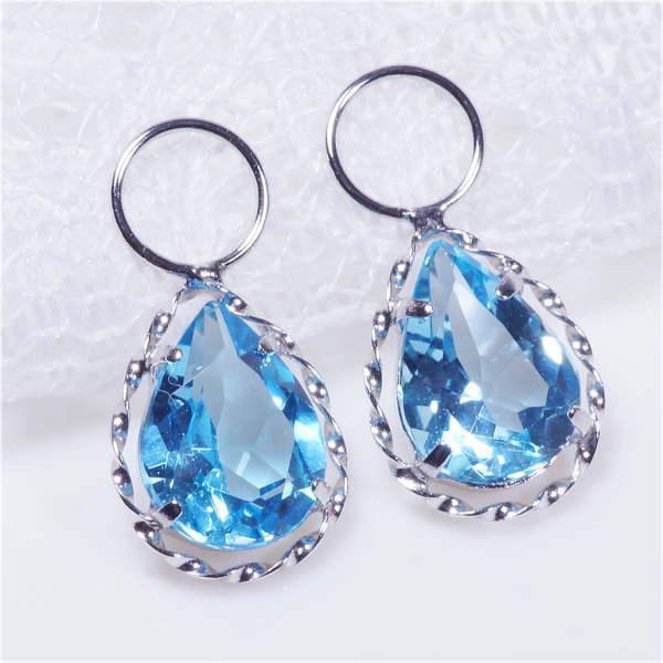 PT 2ct ブルートパーズチャーム ペアシェイプ プラチナ ツイスト （ピアス・イヤリング用）