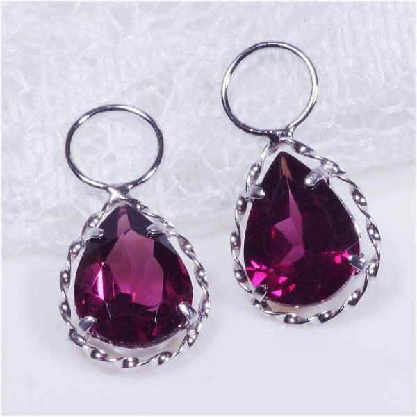 PT 2ct ロードライトガーネット チャーム ペアシェイプ プラチナ ツイスト （ピアス・イヤリン...