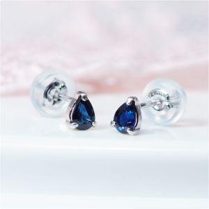 K18WG 0.8ct サファイヤピアス ダイヤ 0.08ct 18金 ホワイトゴールド 