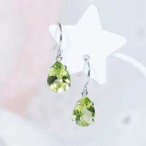 K14WG 1.6ct ペリドットピアス ペアシェイプ アメリカンフック 14金 
