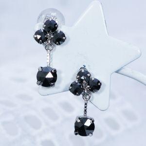 K18WG 0.6ct ブラックダイヤピアス ローズカット 18金 ホワイト 