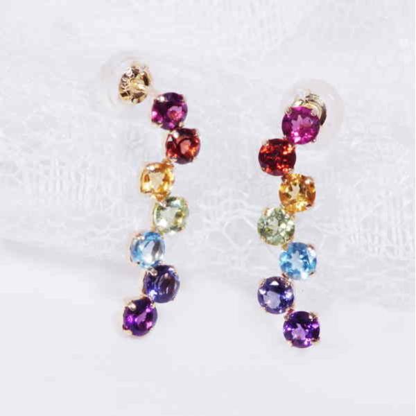 K18 カラーストーンピアス 1.5カラット 18金 アミュレット IA2684