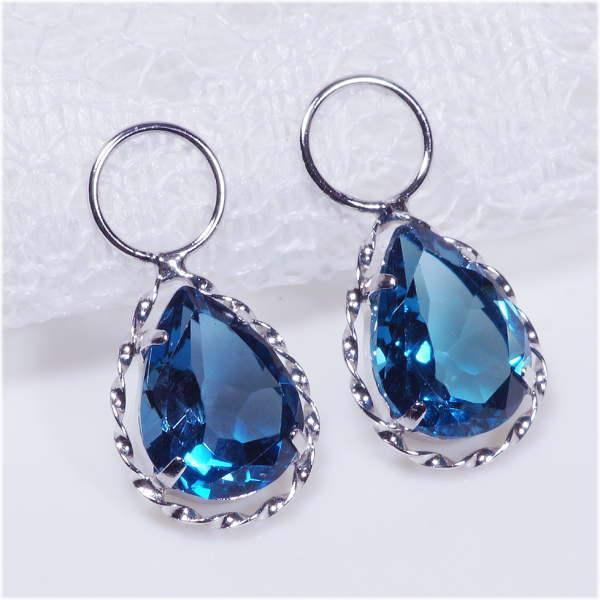 K18 2ct ロンドンブルートパーズ チャーム ペアシェイプ 18金 ワンペア （ピアス・イヤリン...