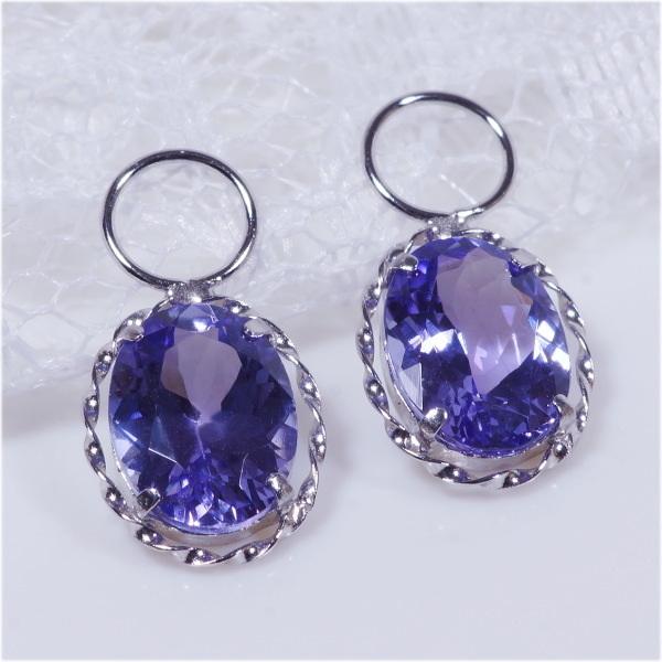 PT 2ct タンザナイトチャーム オーバルミック 2カラット ワンペア （ピアス・イヤリング用） ...