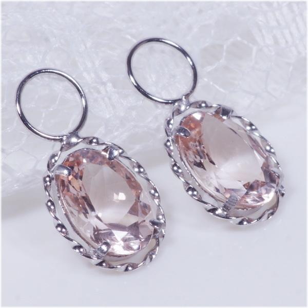 PT 1.6ct モルガナイトチャーム オーバル 1.6カラット プラチナ ワンペア （ピアス・イヤ...