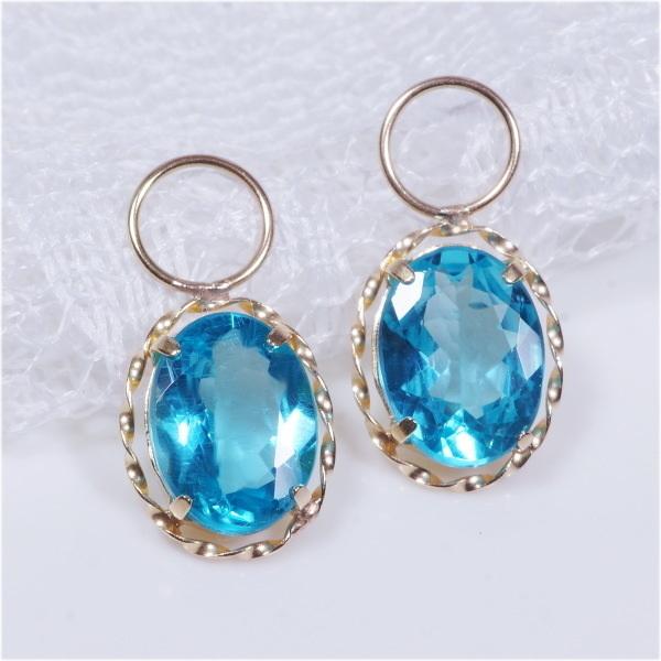 K18 2ct アパタイトチャーム オーバル 2カラット ワンペア （ピアス・イヤリング用）18金