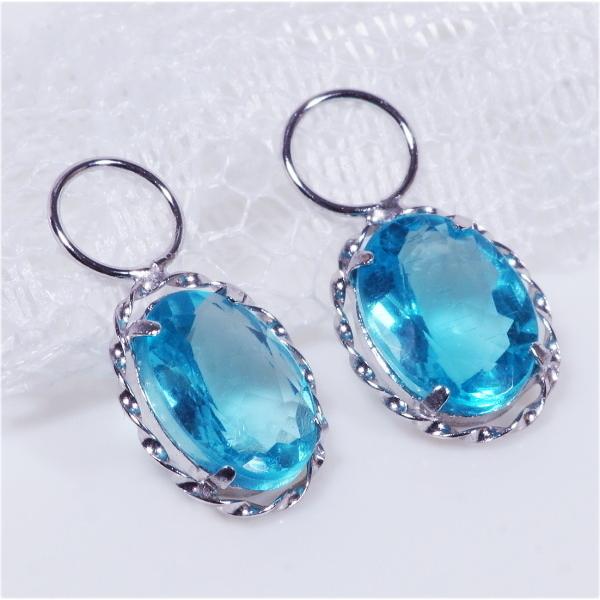 PT 2ct アパタイトチャーム オーバル 2カラット ワンペア （ピアス・イヤリング用） プラチナ