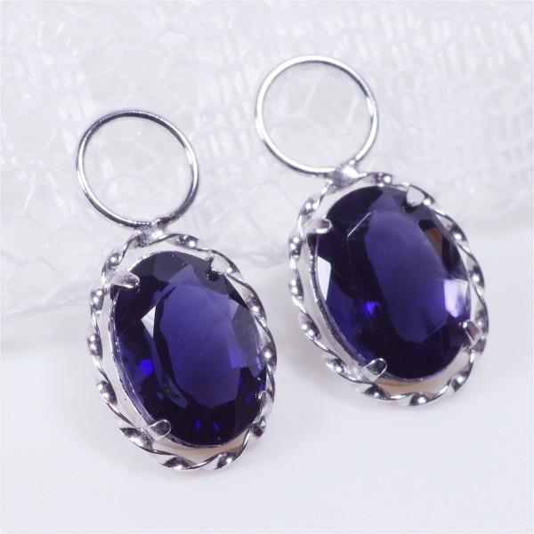 PT 2ct アイオライトチャーム オーバル プラチナ（ピアス・イヤリング用）