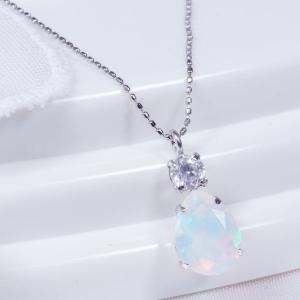 エチオピア産 オパール ネックレス プラチナ レディース 大粒9×7mm