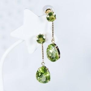 K18 2ct ペリドットピアス ペアシェイプ 18金 : ep363980 : Japan Gold 