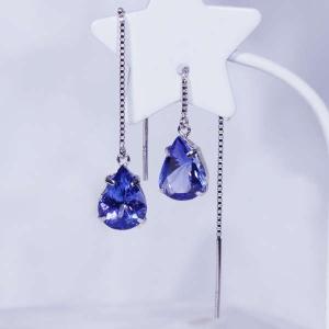 K18WG 0.8ct タンザナイトピアス マーキスカット 18金 ホワイト 
