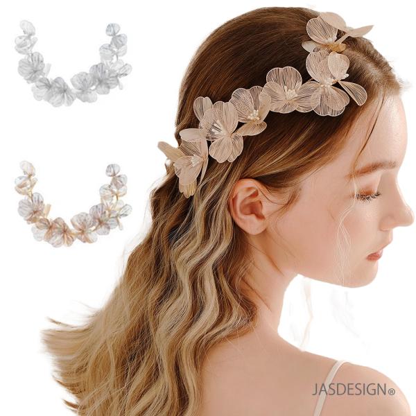 ヘッドドレス ヘアアクセサリー 髪飾り バックカチューシャ 結婚式 ブライダル ウェディング フラワ...