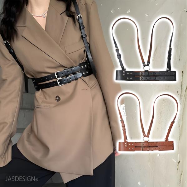 ハーネスベルト 2連 ハーネス コルセットベルト 地雷系 ゴスロリ サブカル 調節可能 サスペンダー...