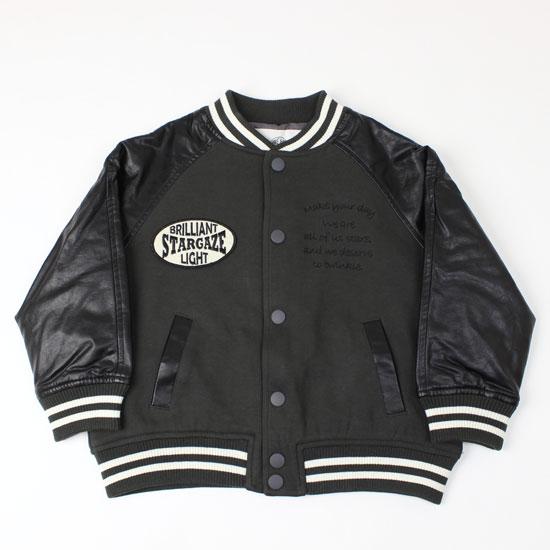 スタジャン アワードジャケット ラグラン袖 切替 ブラック 男の子 キッズサイズ 子供服 メイクユア...