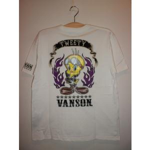 バンソンコラボ VANSON×LOONEY TUNES レンチキュラー加工トゥイーティー 半袖Tシャツ LTV-915-WHITE