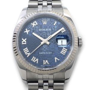 ロレックス Rolex 腕時計 デイトジャスト 116234 G番 2010年 ルーレット刻印 ブルーコンピューター文字盤 ローマンインデックス デイ
