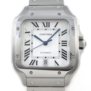 カルティエ Cartier 腕時計 サントス LM WSSA0018 デイト スクエア シルバー オパライン文字盤 SS 自動巻き