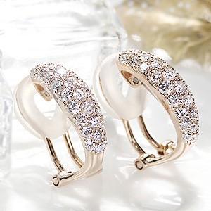 K18 PG ゴールド ピアス イヤリング ダイヤモンド ダイヤ 2WAY 1.0ct 1  