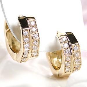 k18YG/PT900 0.2ct ダイヤモンド 2WAY ピアス リバーシブル 18金