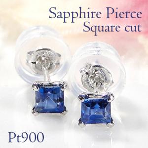 サファイア、プラチナ900ダイヤピアス両耳 サファイア、プラチナ900