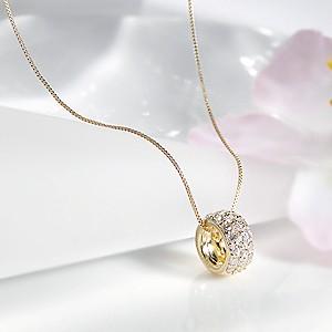 ダイヤモンド ネックレス ペンダント 18金 イエローゴールド K18 YG サークル パヴェ CA...