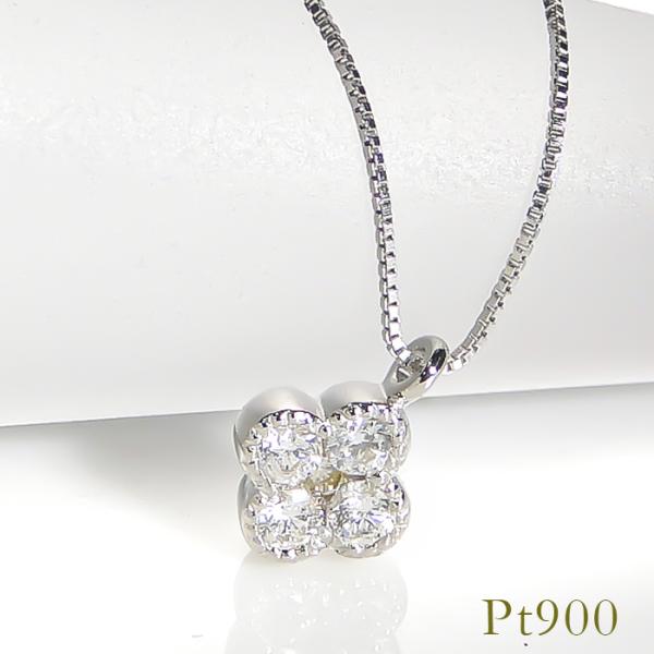 ネックレス レディース プラチナ ダイヤモンド ペンダント クローバー 花 プレゼント CAN-00...