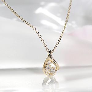 K18 YG ゴールド ネックレス ペンダント ミル打ち アンティーク ダイヤモンド ダイヤ CAN...