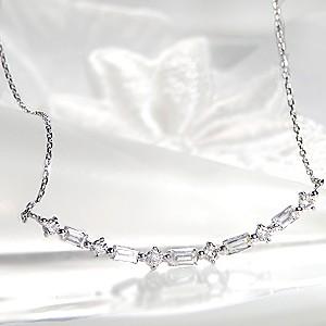 ネックレス ダイヤモンドネックレス プラチナ ライン バケットカット CAN-0040