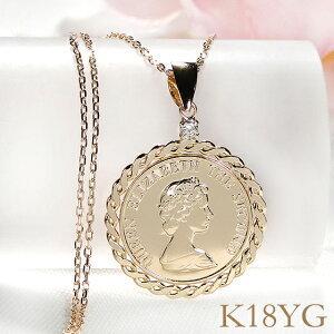 K18YG ダイヤモンド コイン ネックレス 18金 k18 イエロー ゴールド プレゼント CAN...