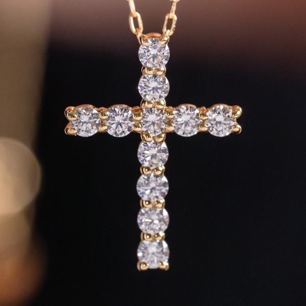 K18 ネックレス クロス ダイヤモンド Dカラー VS2 エクセレントカット