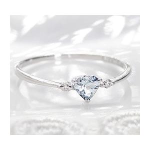 アクアマリン 指輪 ハートシェイプ リング プラチナ ピンキー 天然石