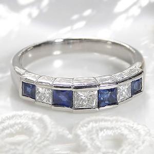 ポーラプラチナサファイアダイヤモンドリングエタニティリング