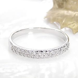 ダイヤモンド リング パヴェ エタニティ プラチナ 指輪 普段使い 2連