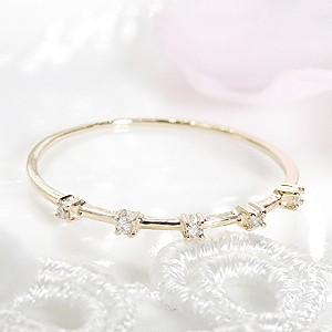 バタフライ リング ダイヤモンド 18金 フォークリング C型リング 蝶