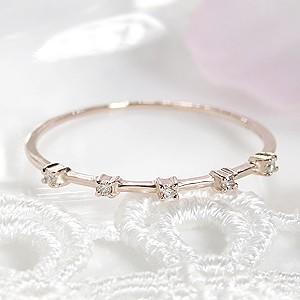 18金 ピンキーリング K18 ピンクゴールド ダイヤ 極細 指輪 CAR-0099KP