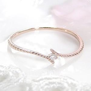 18金 リング 一粒ダイヤ 指輪 普段使い ピンキーリング ピンクゴールド CAR-0101KP