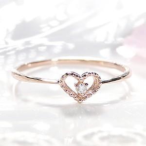 指輪 レディース ピンキーリング ダイヤモンドリング ハート プレゼント CAR-0120KP