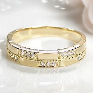 18金喜平リング K18 指輪 6面カット メンズ チェーン ペア CAR-0320