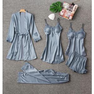 5点セット 大きいサイズ無地 シルク風 春夏 寝巻き