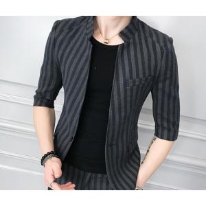 ストライプ柄スーツ メンズ カジュアル 薄手 着痩せ