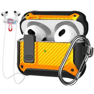 Ausrann AirPods 3 ケース ハード TPU 安全なロック付きケース エアーポッズ 第3世代 カバー イヤホンストラップ付き｜jcserv