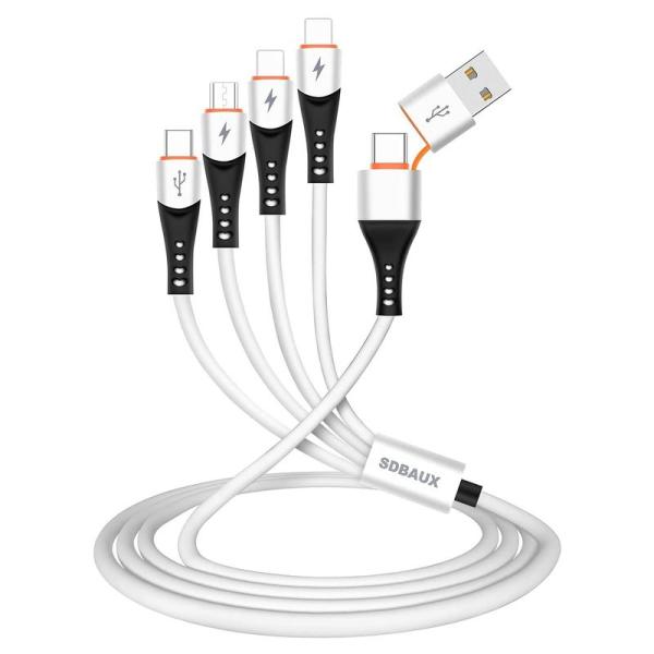 SDBAUX 4in1 充電ケーブル 3A急速充電 1.2m 高耐久 USB TYPE C ケーブル...