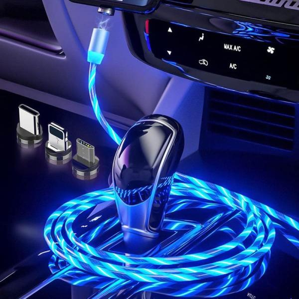 車内USB充電ケーブルライト 車内デコレーションライト LED発光ケーブルライト 超高輝度 マグネッ...