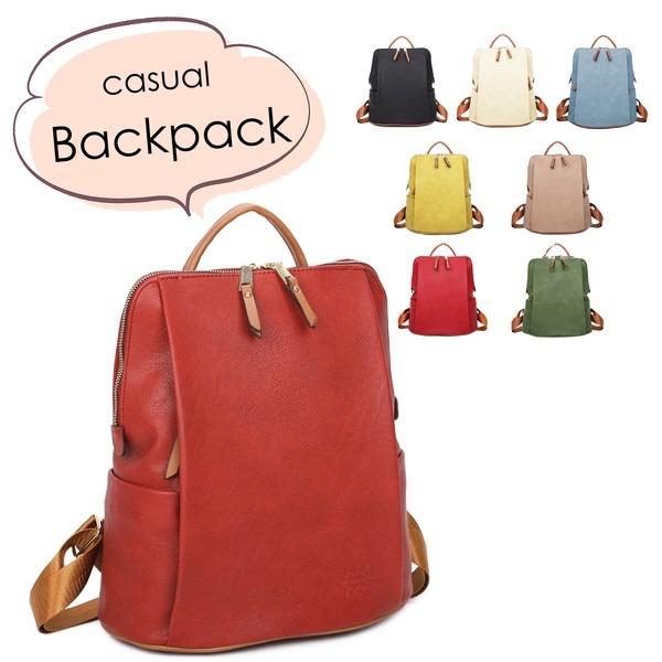 ムラ染めリュックサック 大開口 スリムリュック 多機能ポケット ベーシック オンオフ兼用 使いやすい...