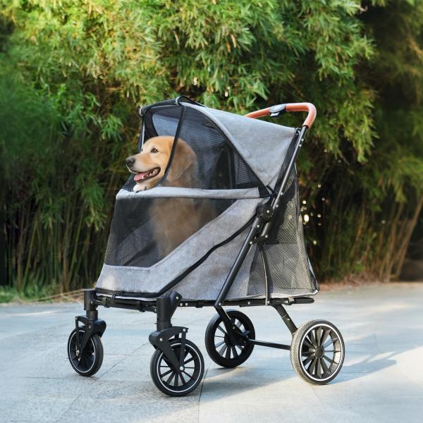 ペットカート 耐荷重50kg 大型犬対応 前後ドア 乗りやすい 折りたたみ 多頭 ワンタッチ折り畳み...